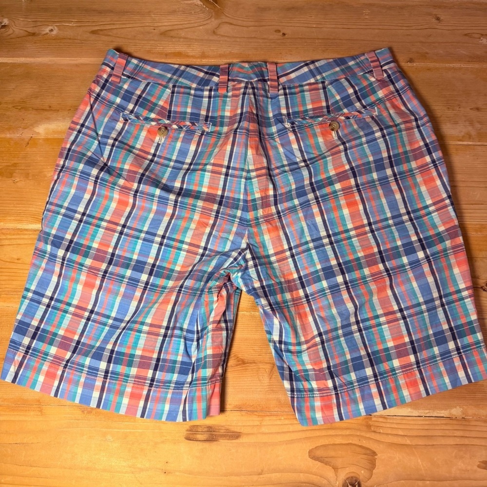 Vineyard Vines Mens 36 Plaid Shorts Pink Blue Teal Preppy Summer 9 Inch Inseam - Picture 3 of 7